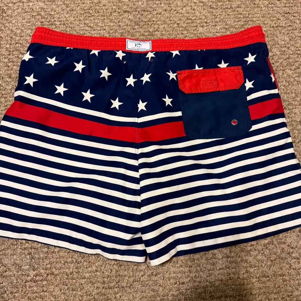 Southern Tide | Preppy Summer Men’s American Flag SwimTrunks 5.5” Inseam July